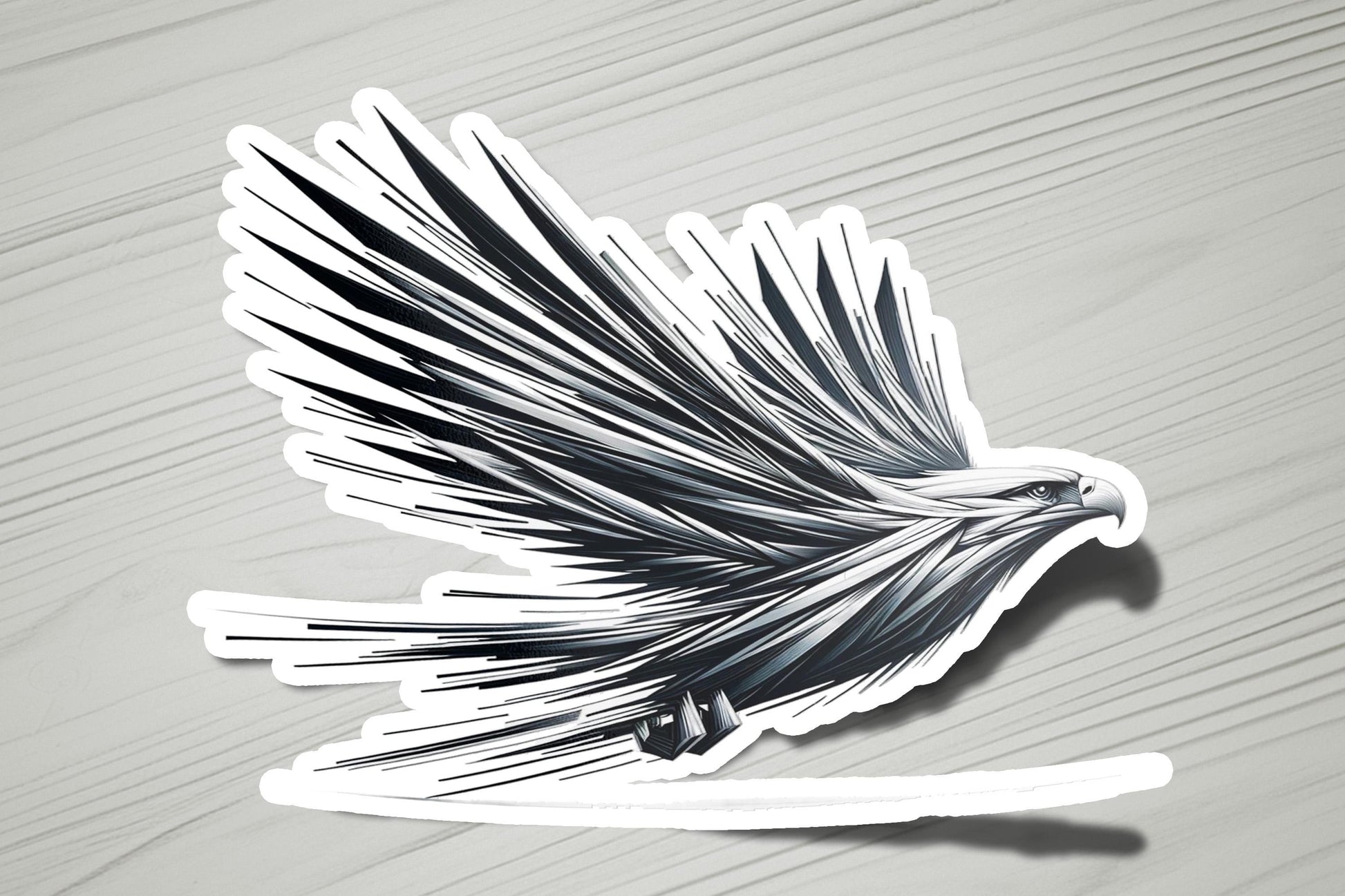 a sticker of a bird on a table
