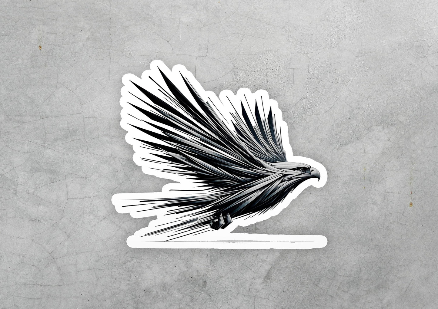 a sticker of a bird flying in the air