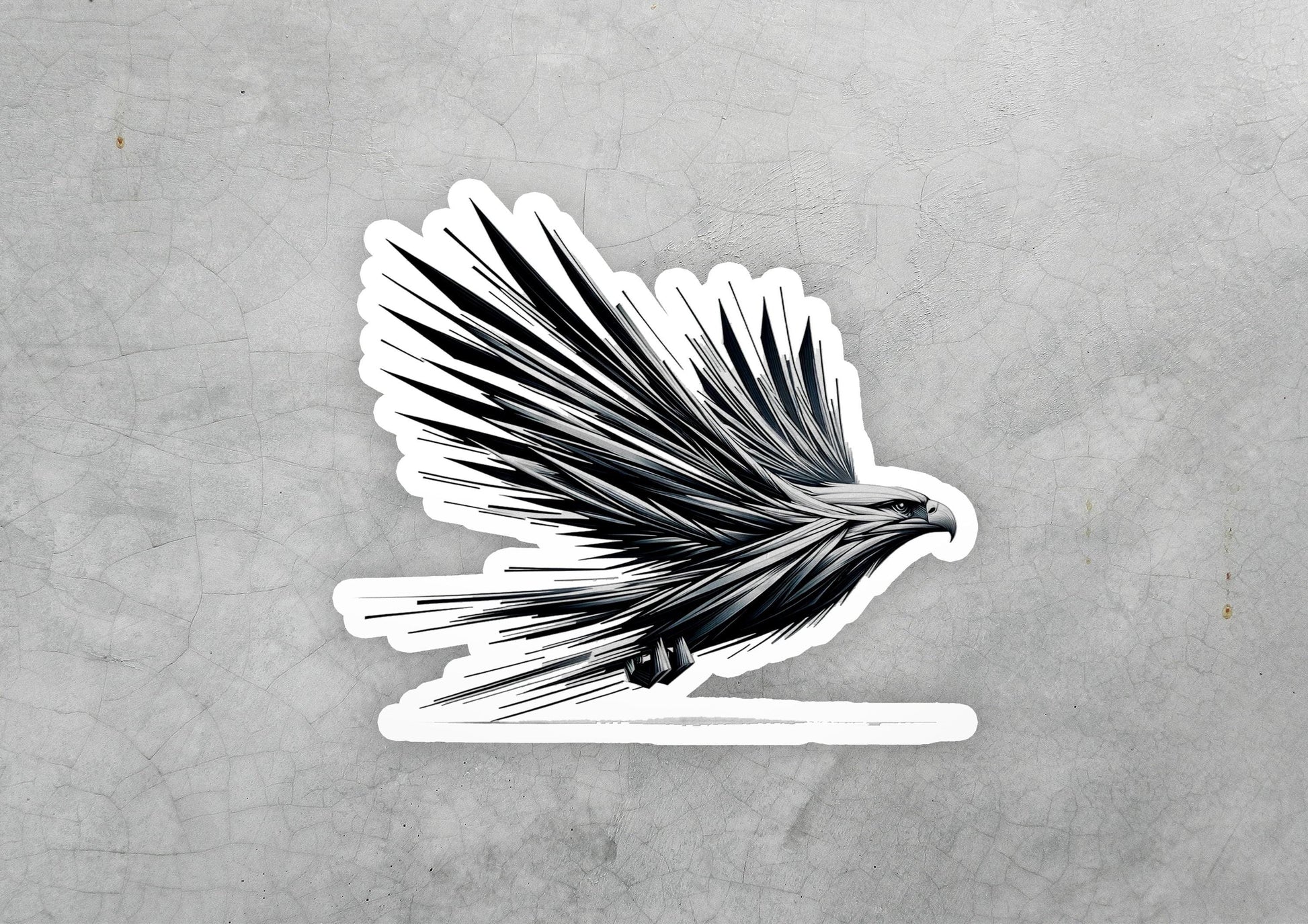 a sticker of a bird flying in the air