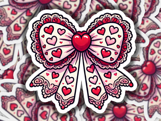 a sticker of a heart with hearts on it