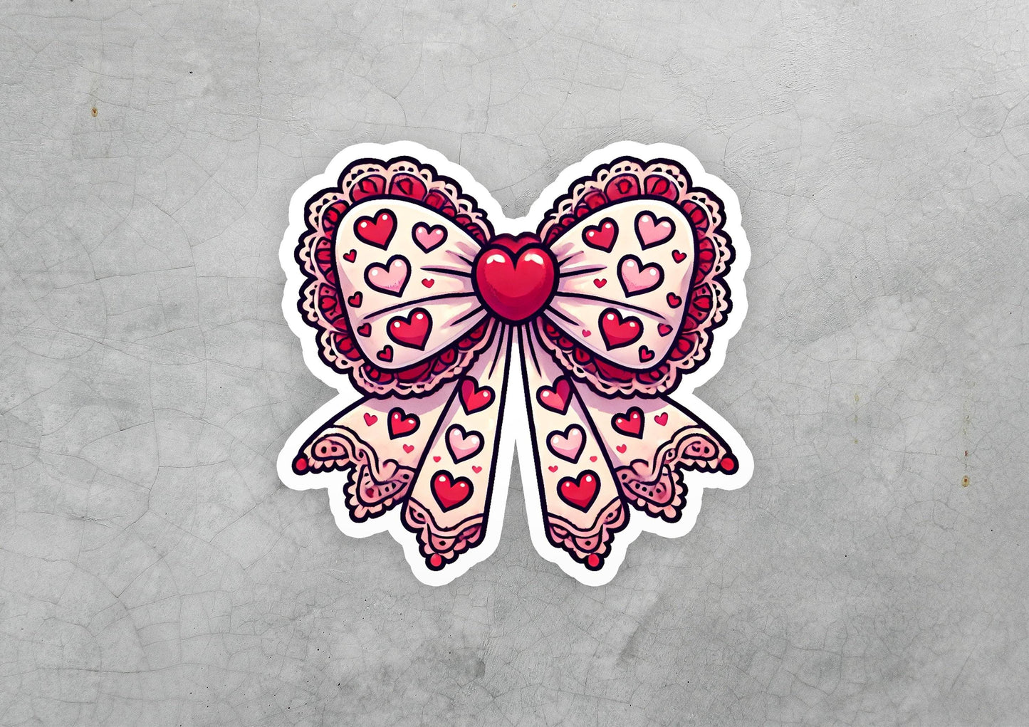 a sticker of a butterfly with hearts on it
