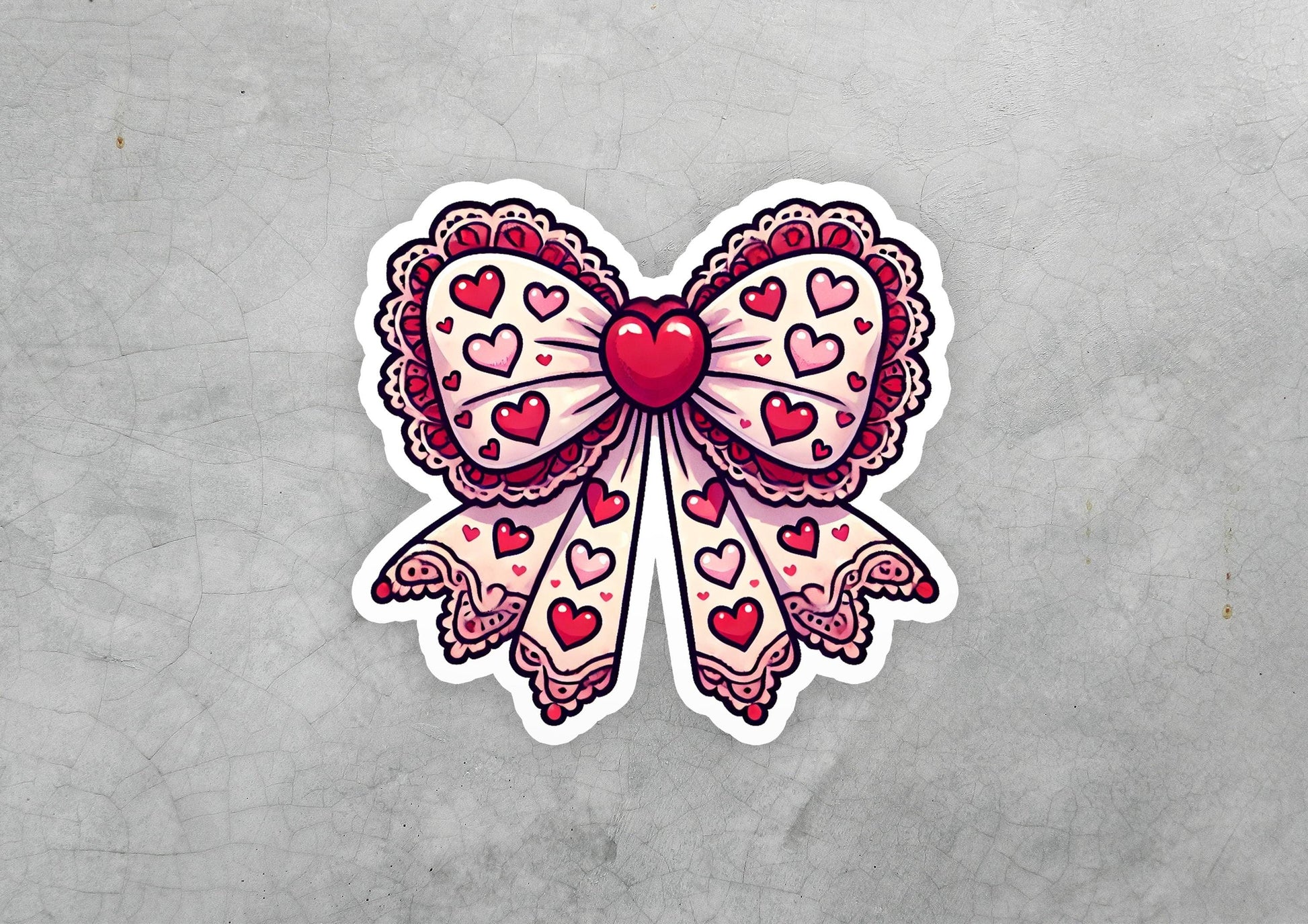 a sticker of a butterfly with hearts on it