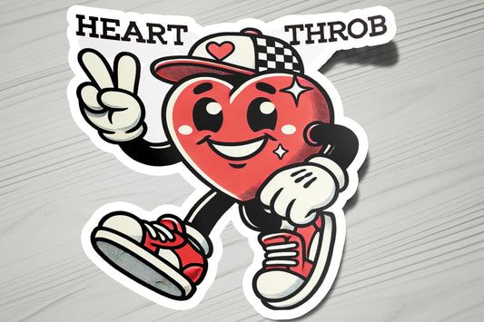 a sticker of a heart holding a peace sign