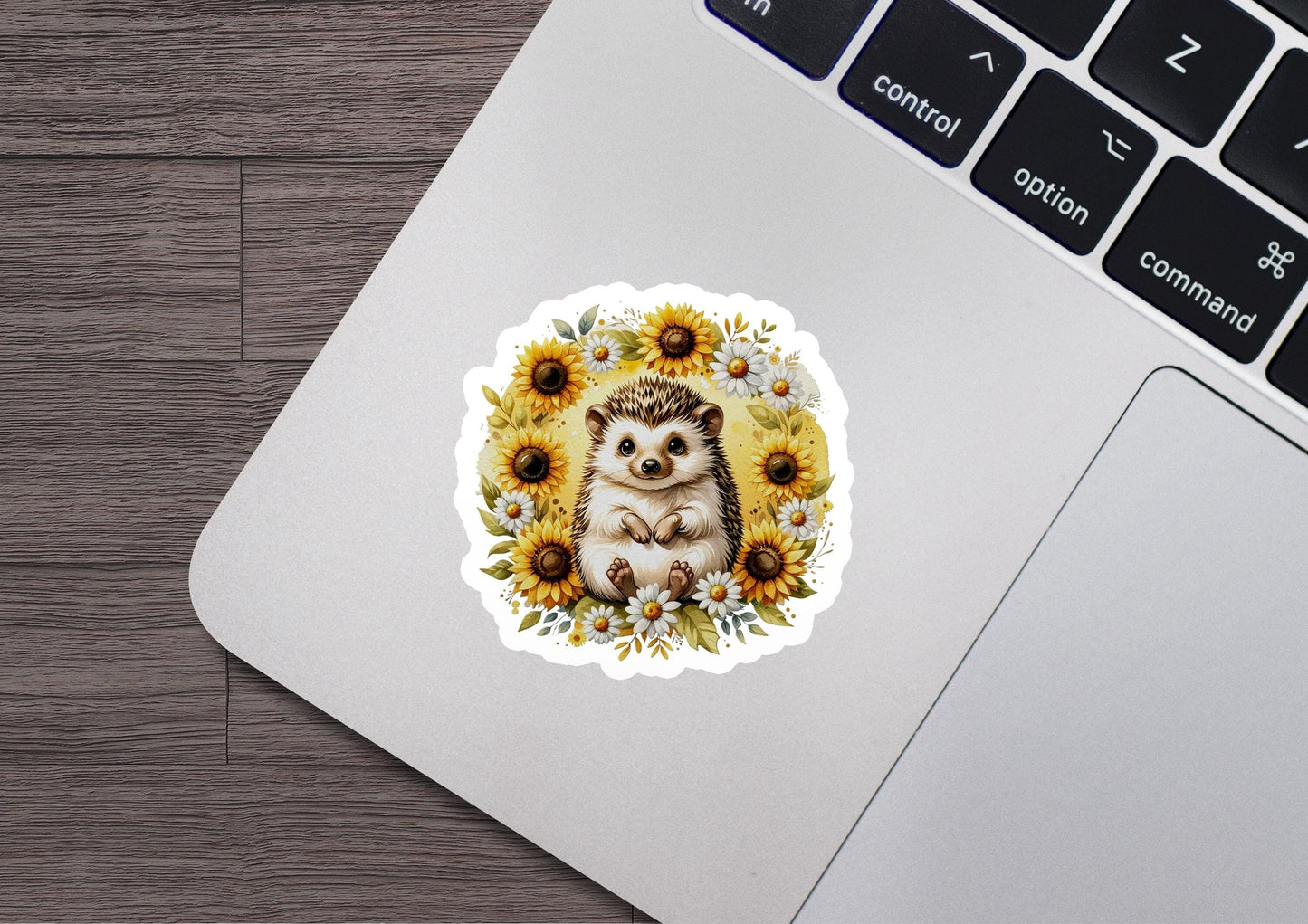 a sticker of a hedge surrounded by sunflowers