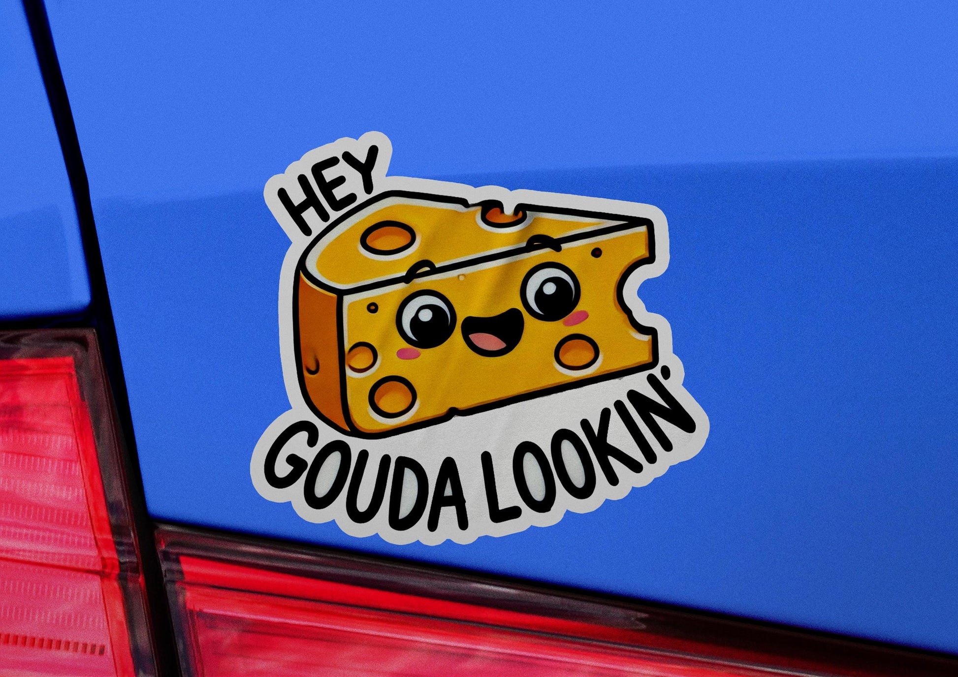 a close up of a car with a sticker on it