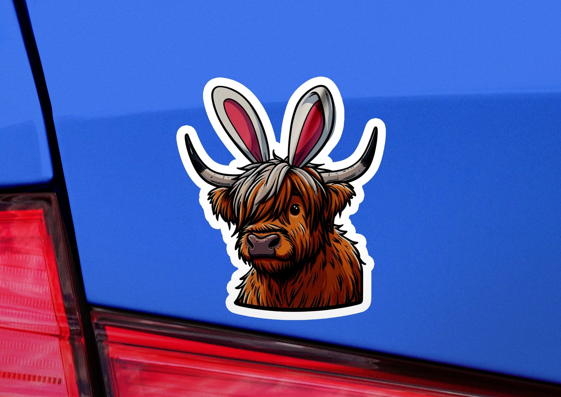 a sticker of a scottish terrier with bunny ears