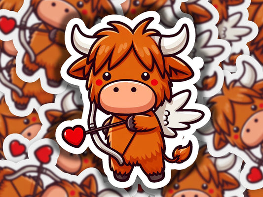 a sticker of a bull with a heart on it