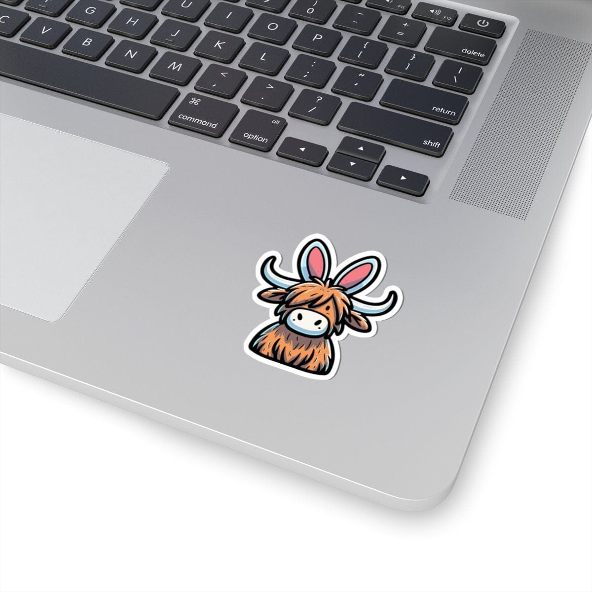 Highland Cow Easter Vinyl Sticker | Dishwasher Safe & Durable | Custom Sizes | Fast Shipping | Made in USA Fiesta Doodle waterproof vinyl sticker. dishwasher safe outdoor sticker.