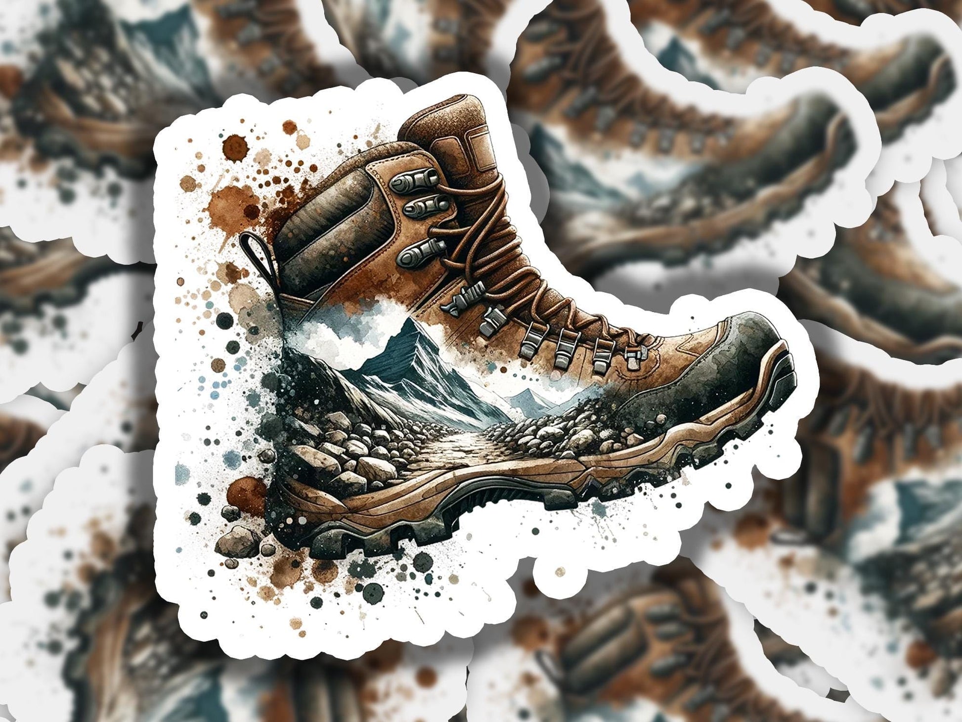a drawing of a pair of hiking boots