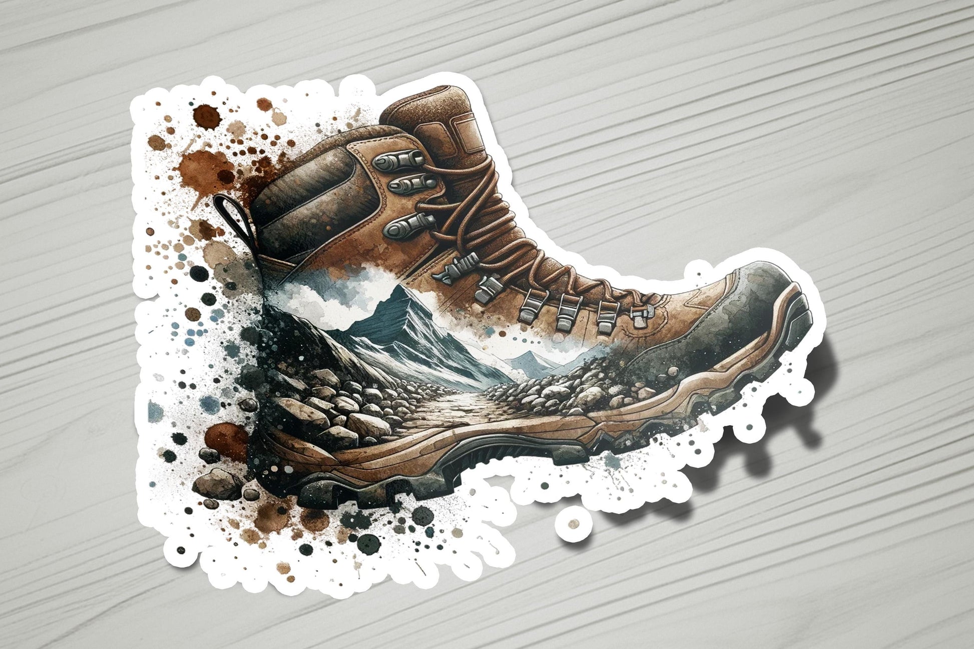 a sticker of a pair of hiking boots