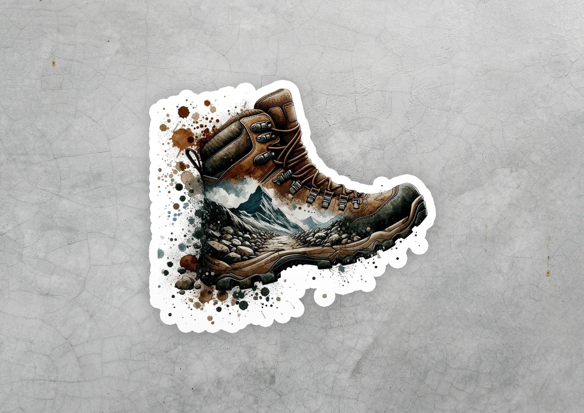 a sticker of a pair of hiking boots
