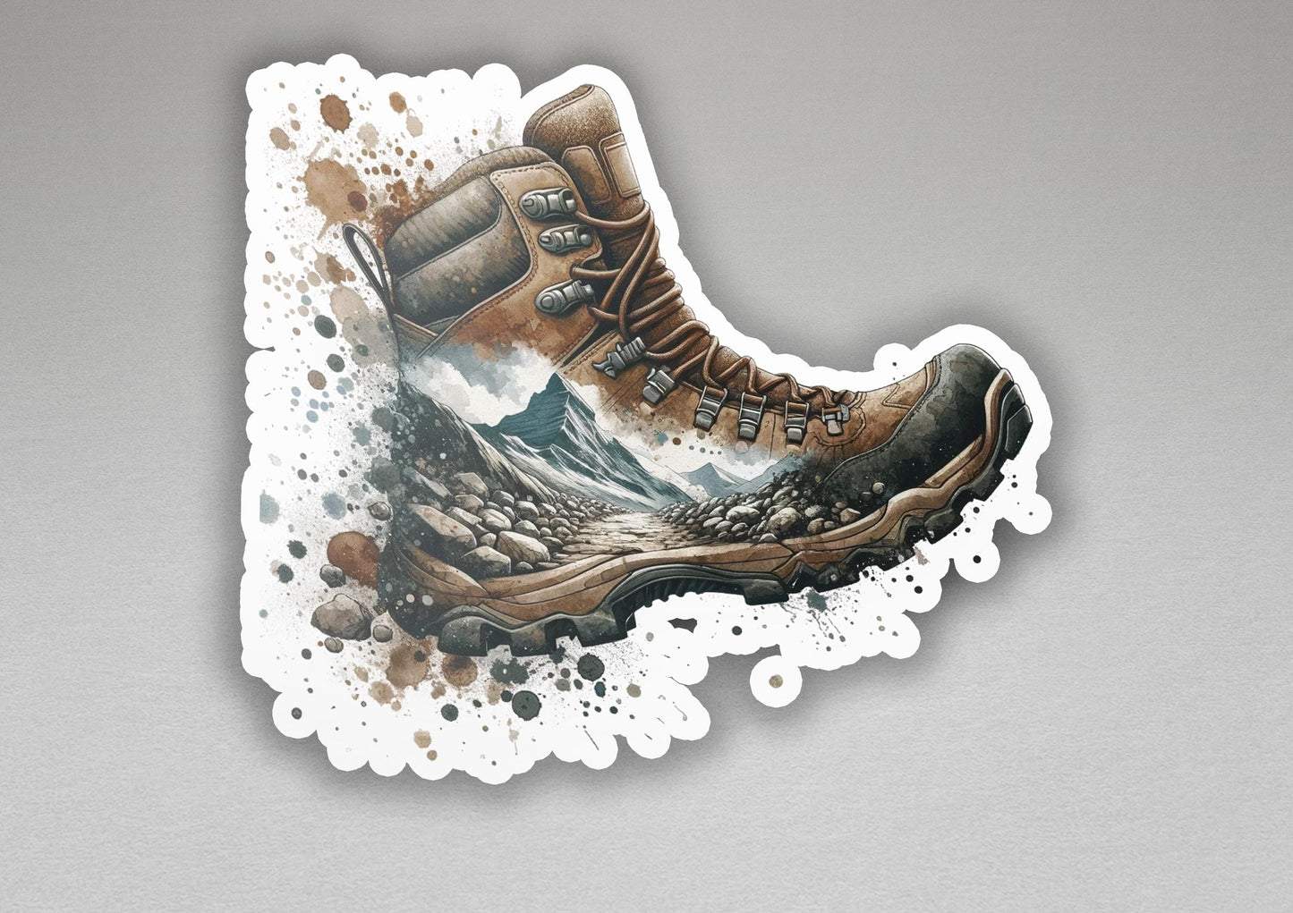 a sticker of a pair of hiking boots