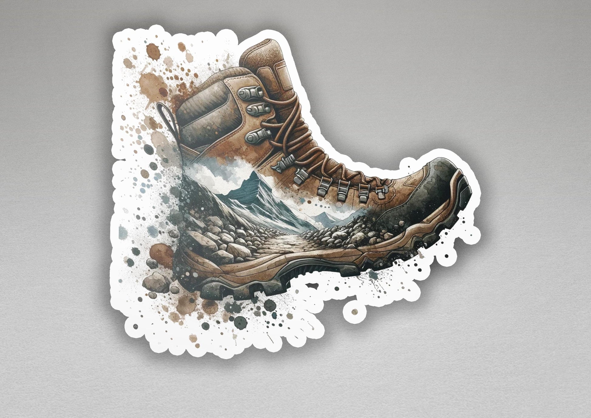 a sticker of a pair of hiking boots