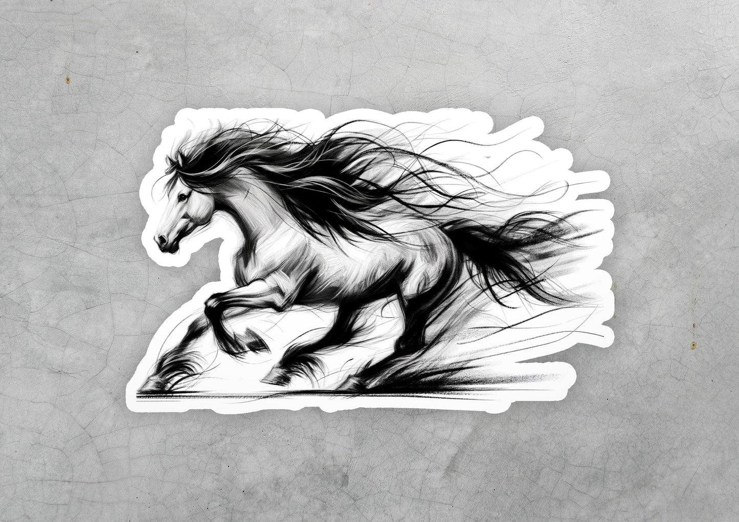 a sticker of a running horse