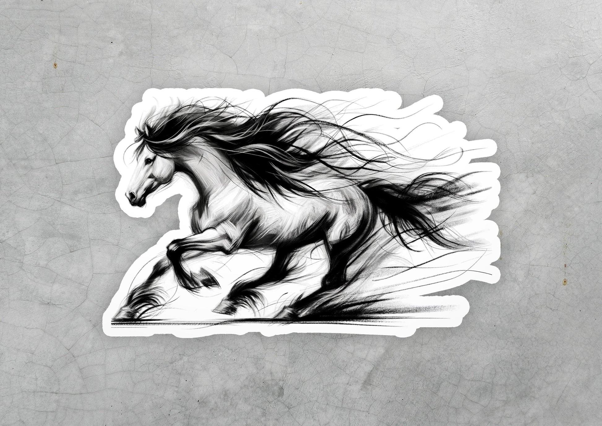 a sticker of a running horse