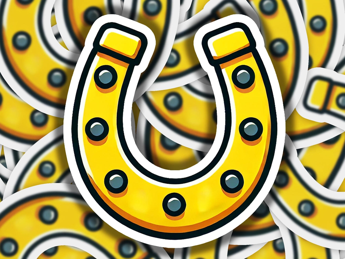 a drawing of a yellow and black horseshoe