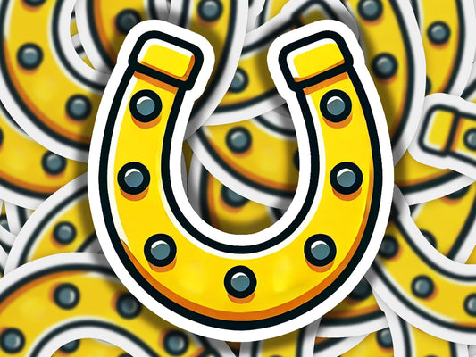 a drawing of a yellow and black horseshoe