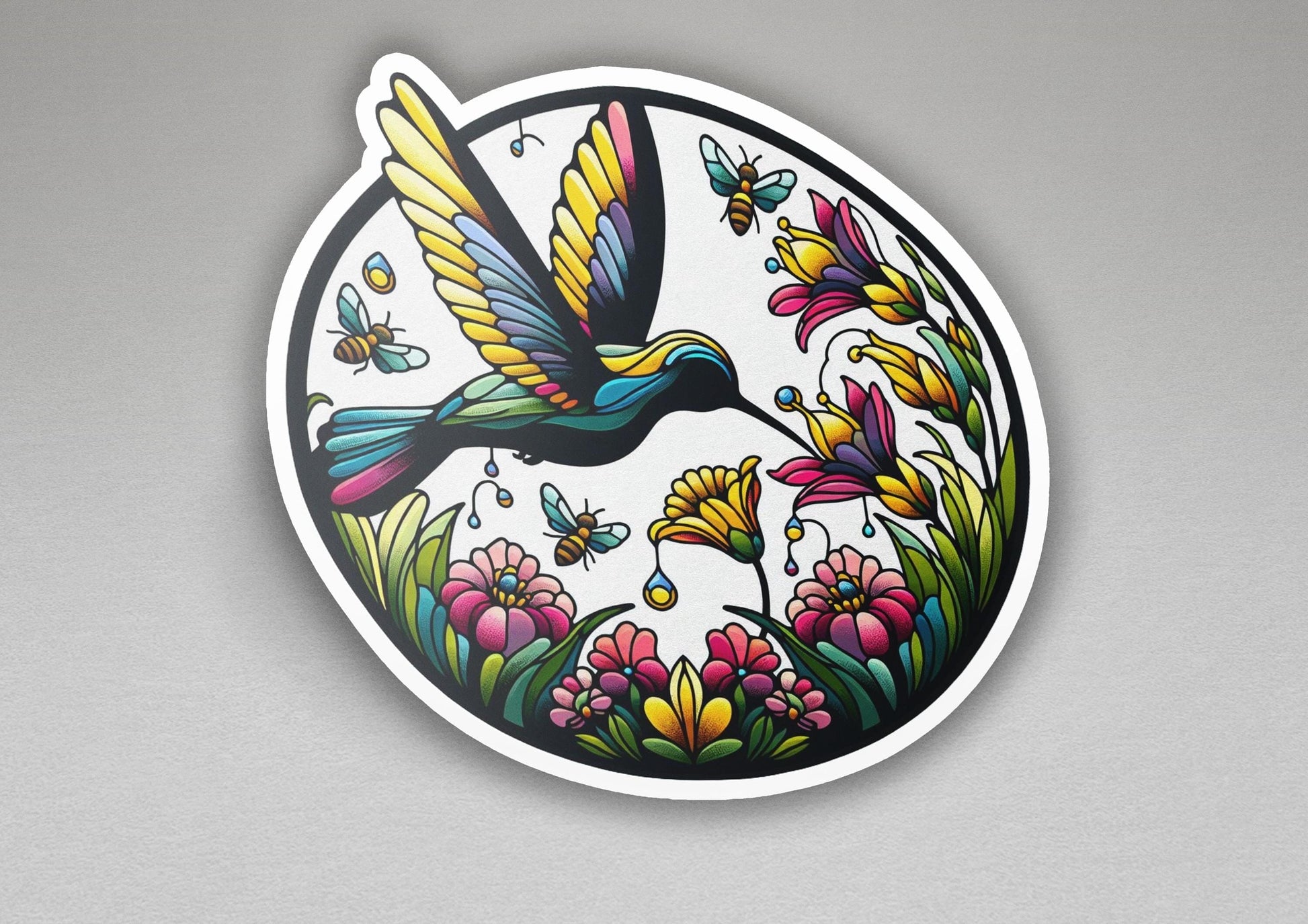 a clock with a bird and flowers painted on it
