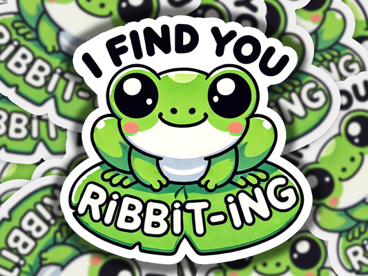a pile of stickers that say i find you ribbit - ing