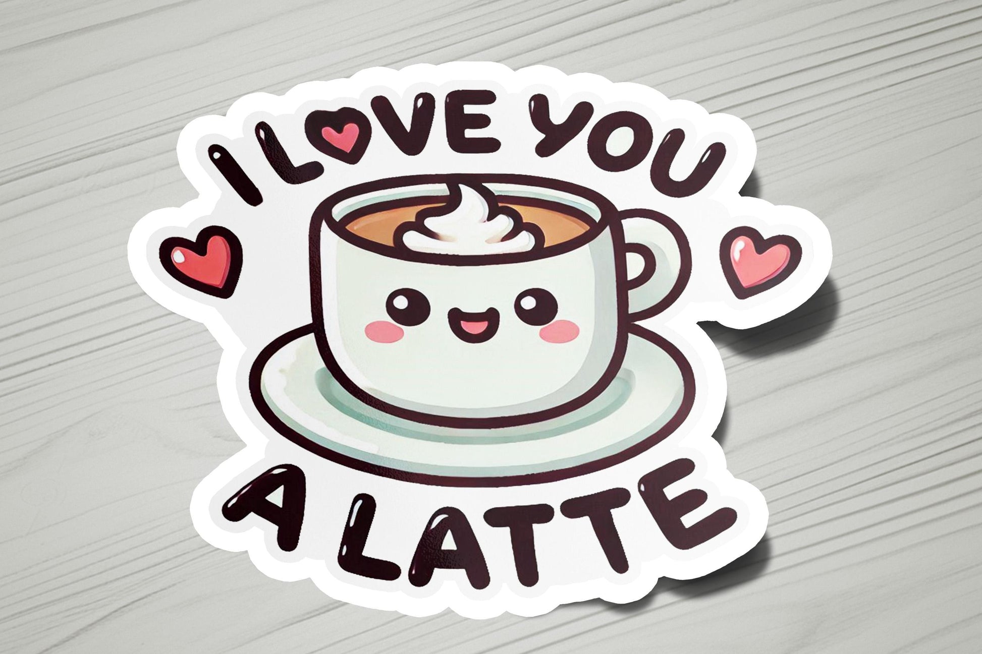 a sticker that says i love you a latte