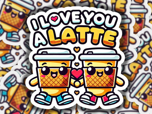 a sticker that says i love you a latte