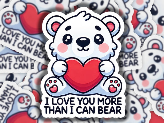 a bunch of stickers with a bear holding a heart