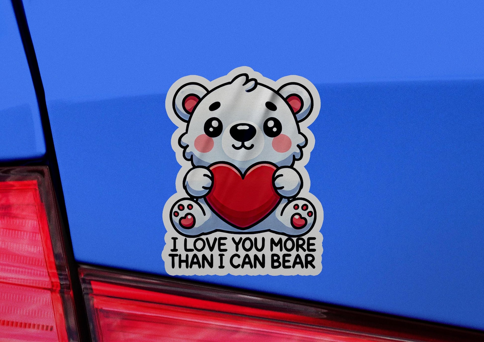 a sticker of a teddy bear holding a heart