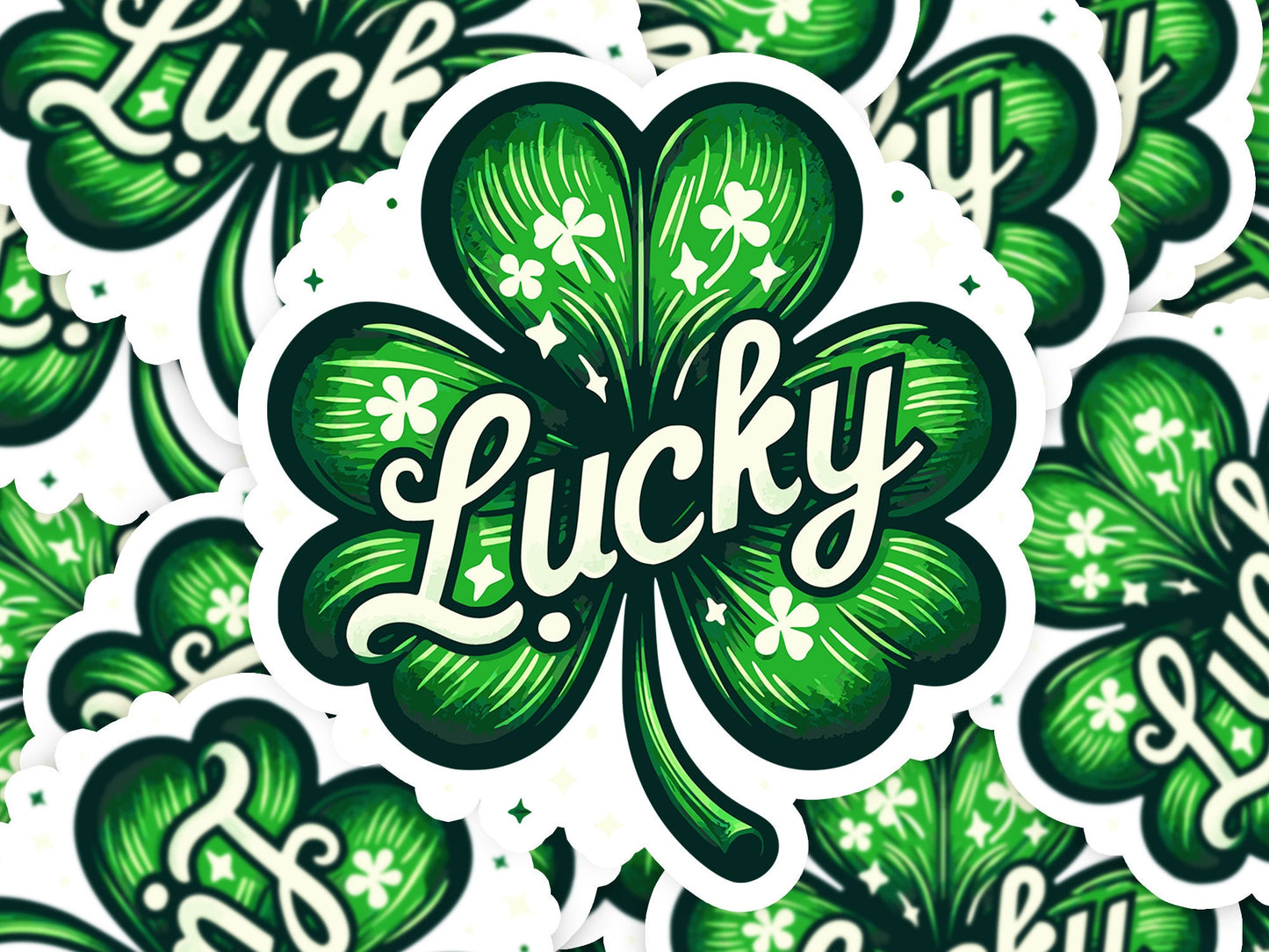 Lucky Clover White Sticker