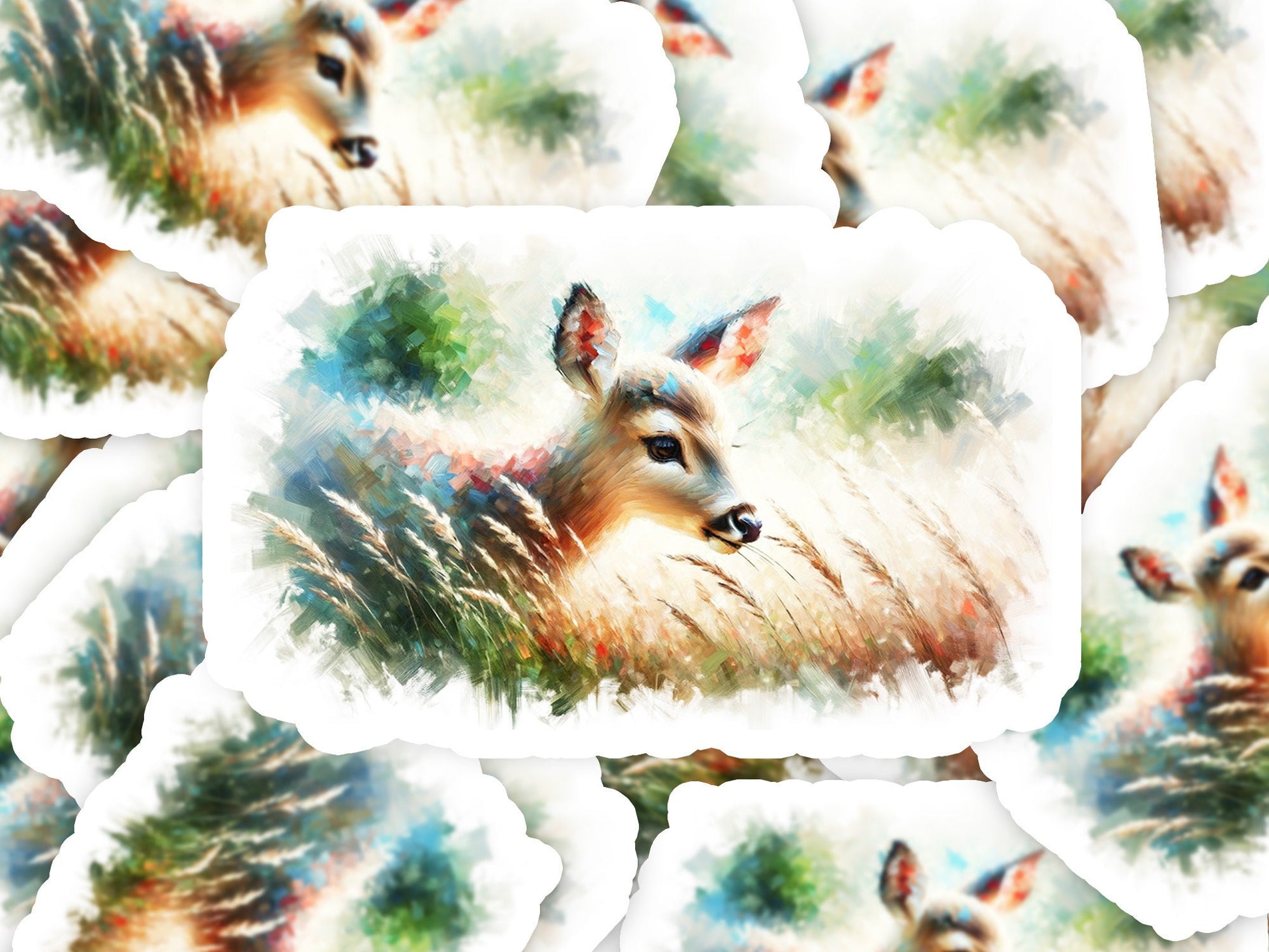 a picture of a deer in a field of grass