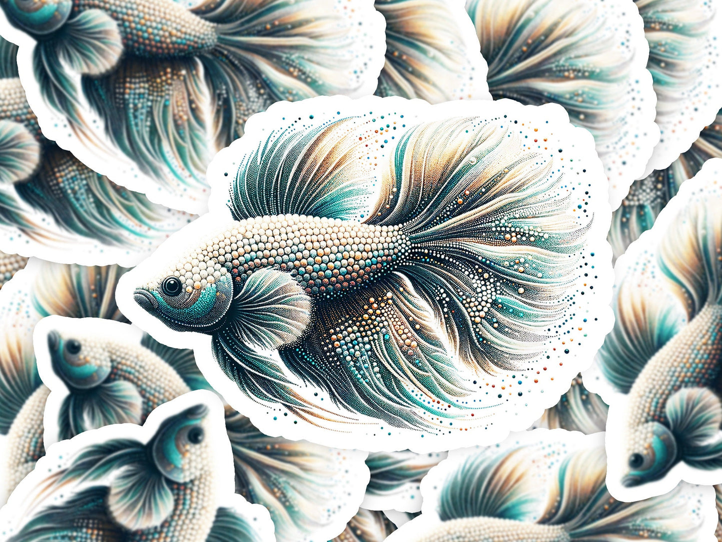 a close up of a fish on a sticker sheet