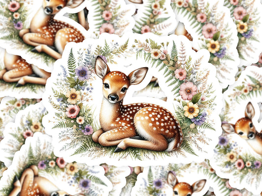 a picture of a deer surrounded by flowers