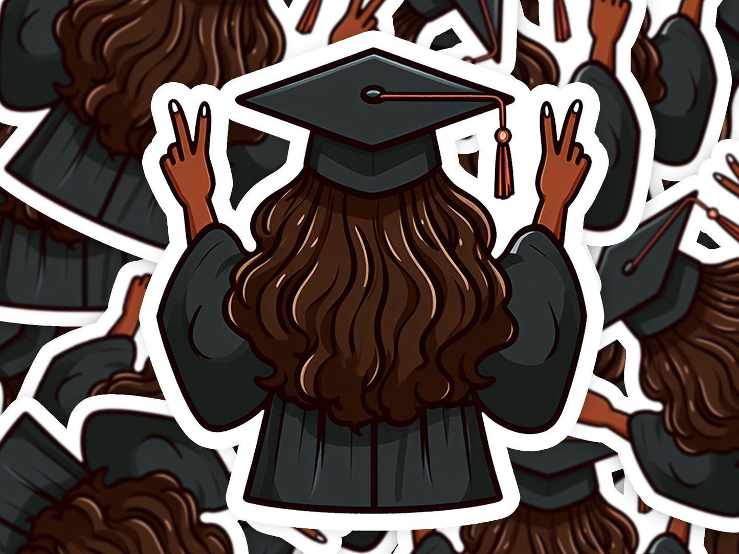 a bunch of stickers with a man in a graduation cap