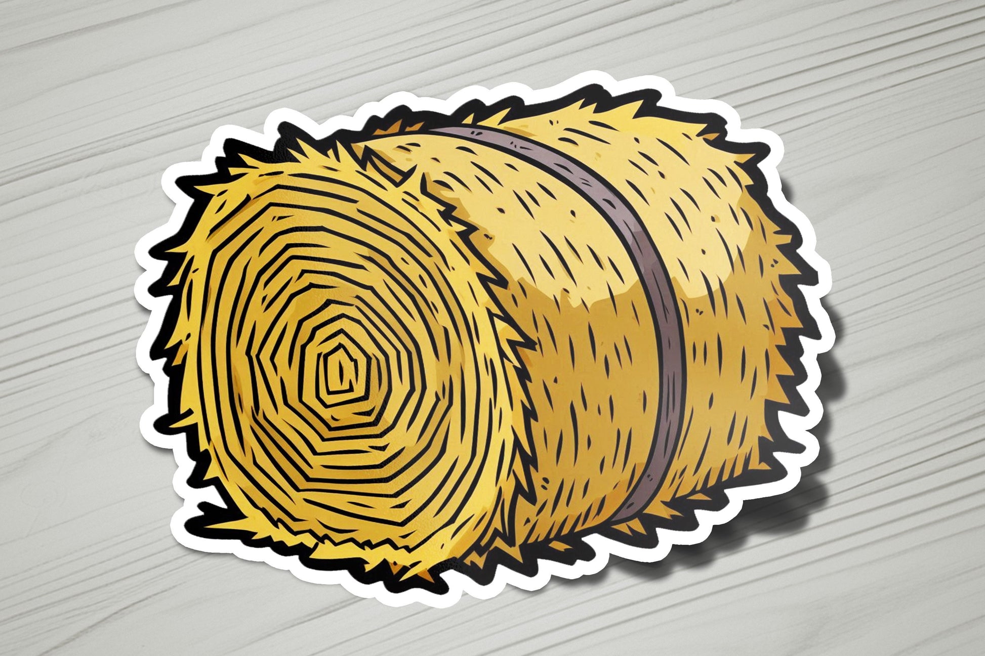 a sticker of a bale of hay