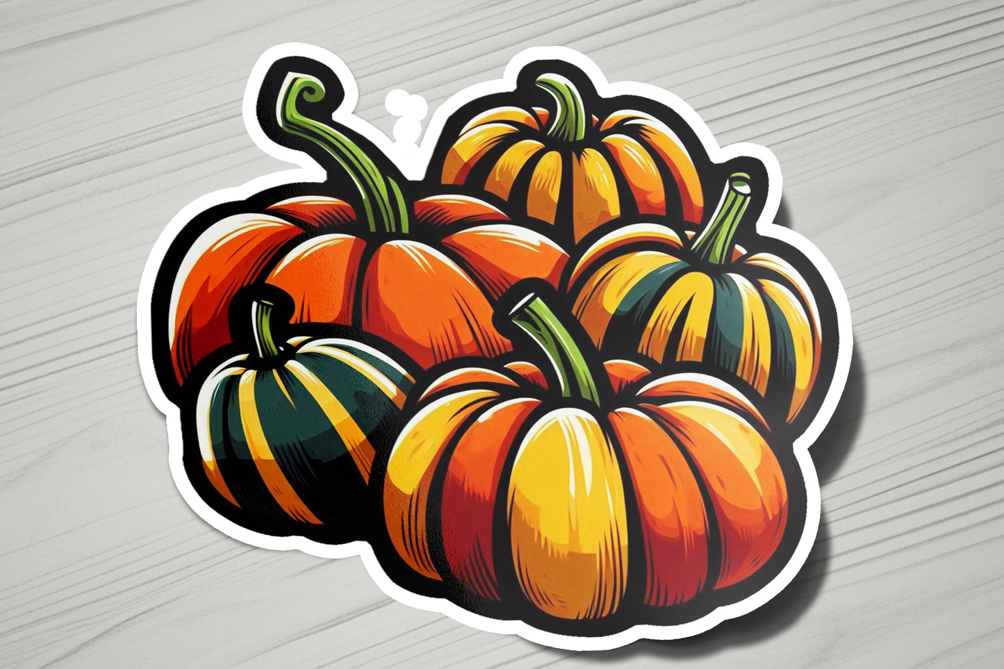 a sticker of a bunch of pumpkins