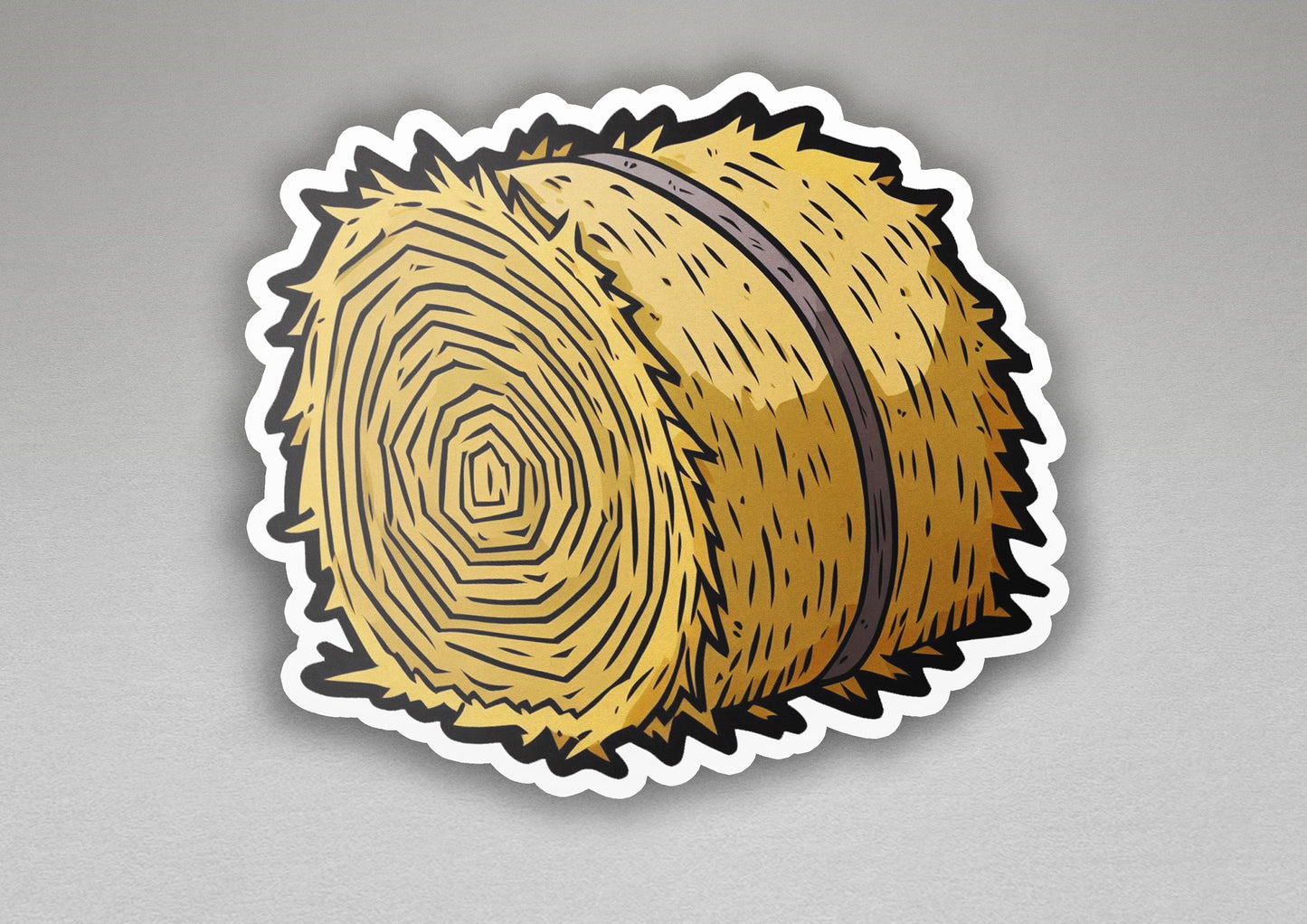 a sticker of a bale of hay