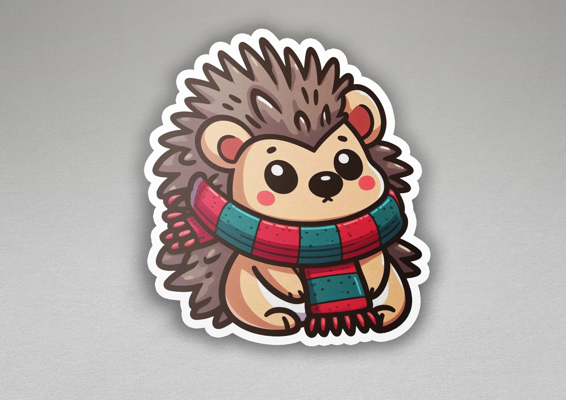 a sticker of a hedge wearing a scarf