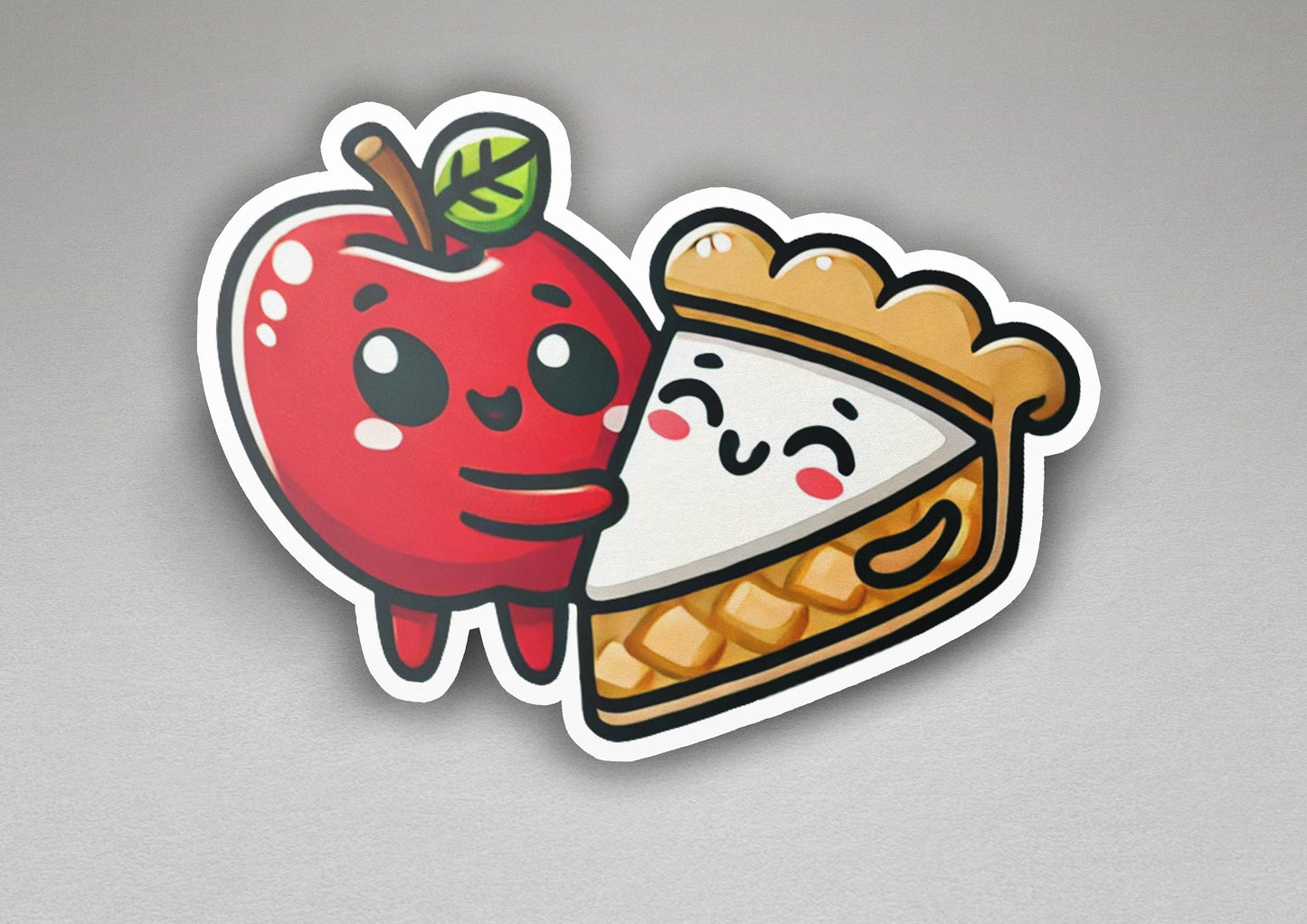 a sticker of a slice of pie and apple