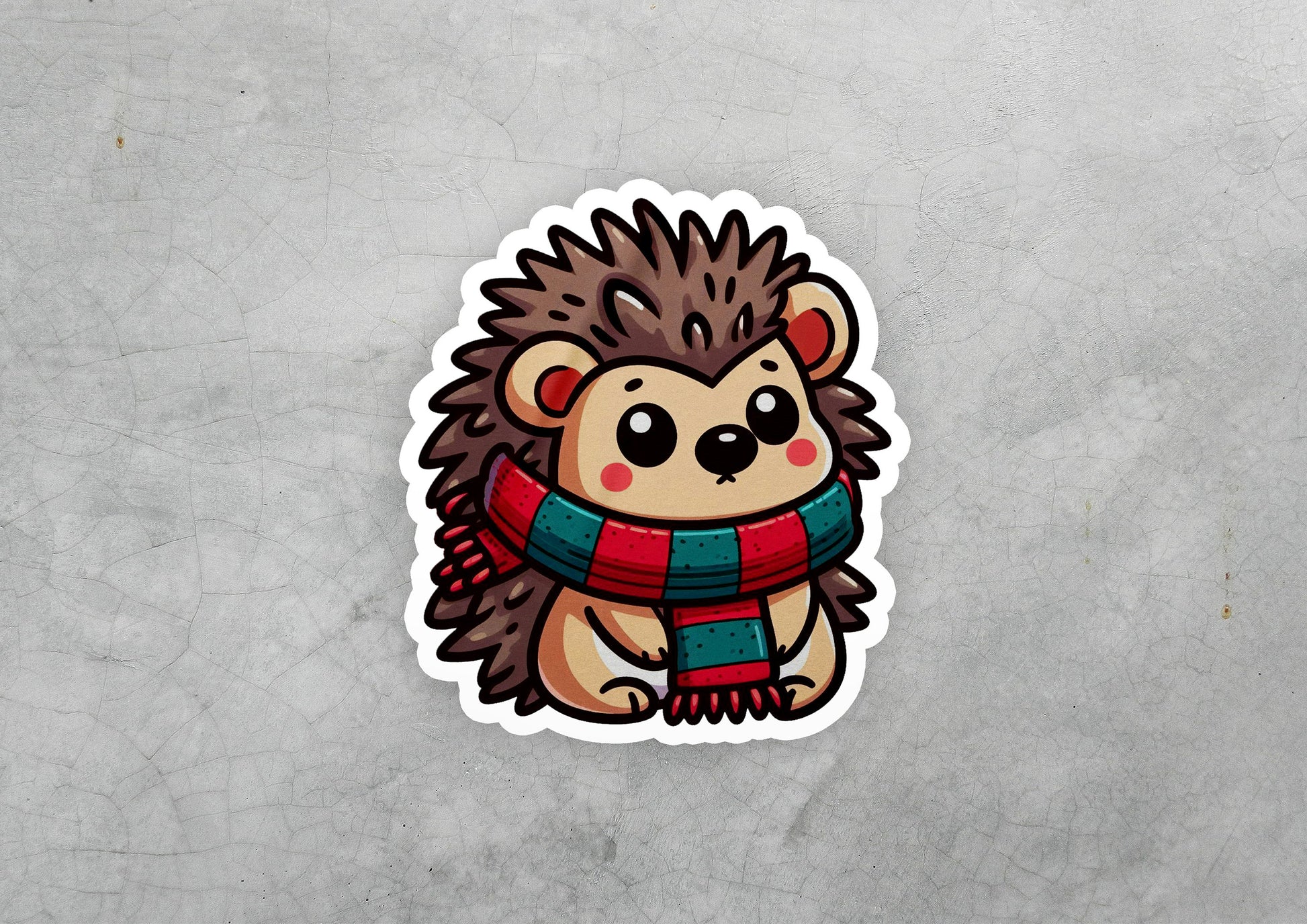 a sticker of a hedge wearing a scarf