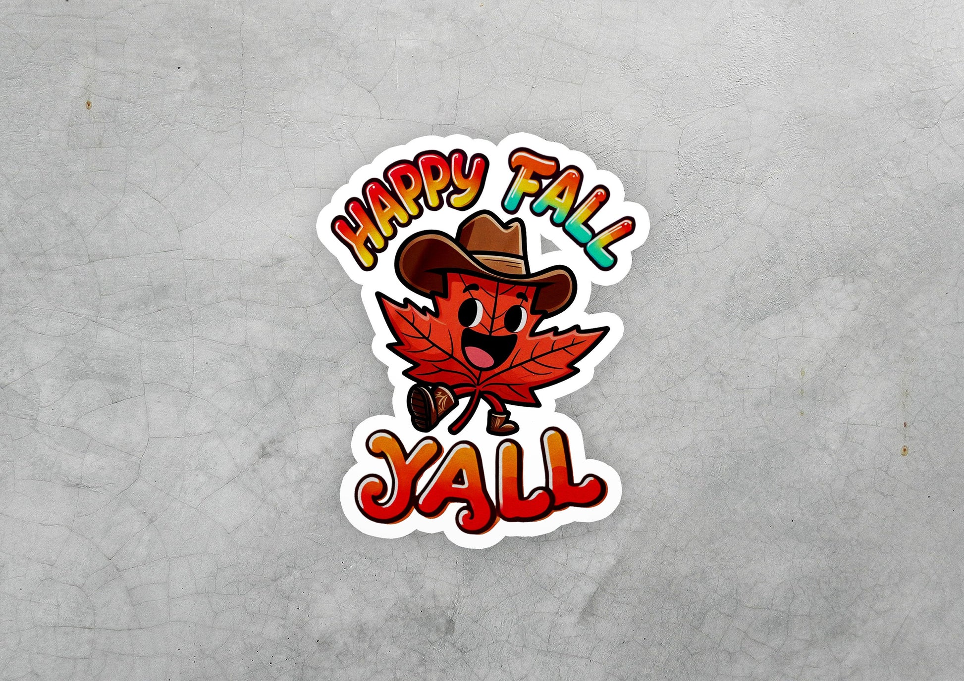 a sticker that says happy fall y&#39;all