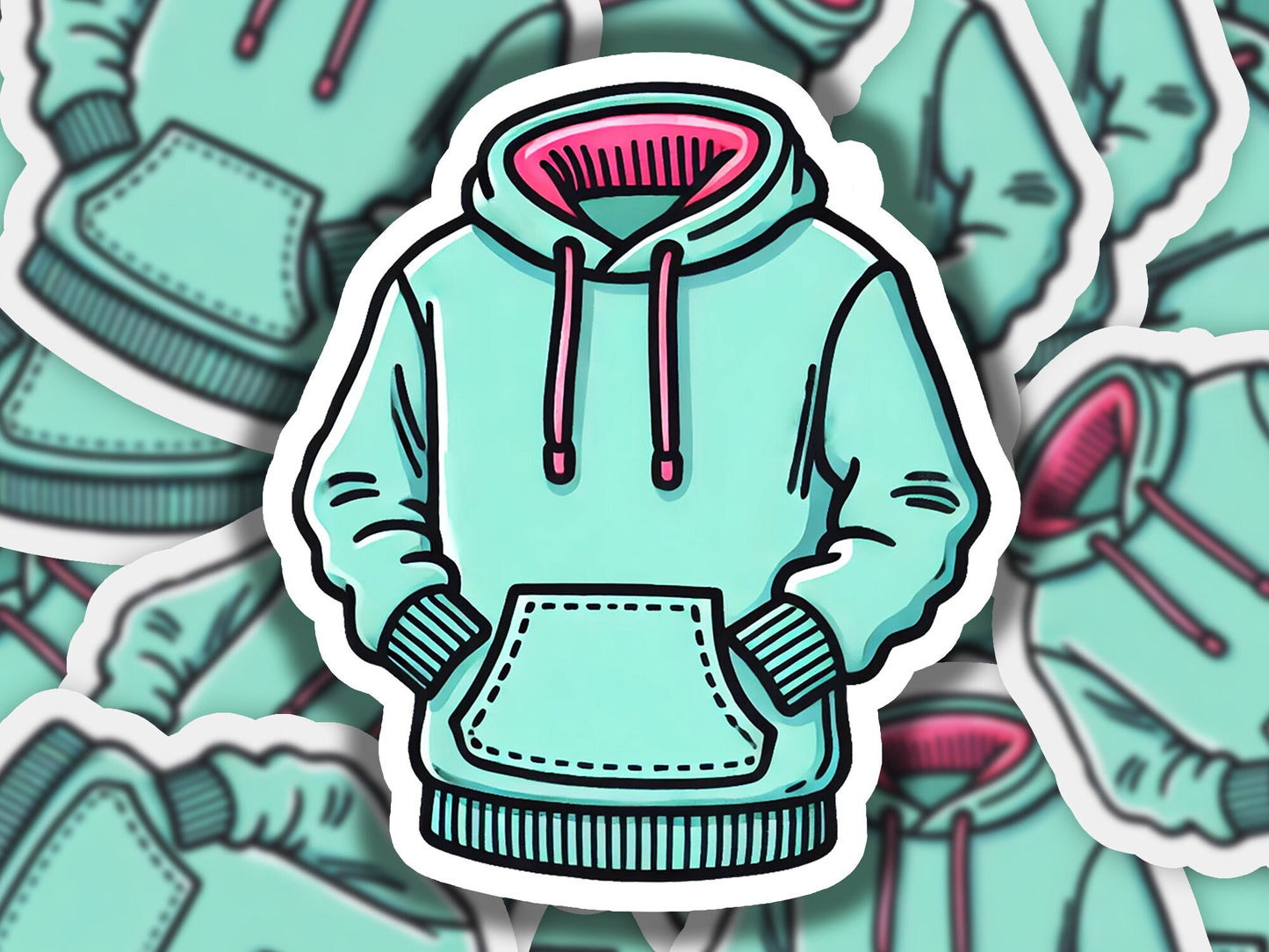 a sticker of a hoodie surrounded by other stickers