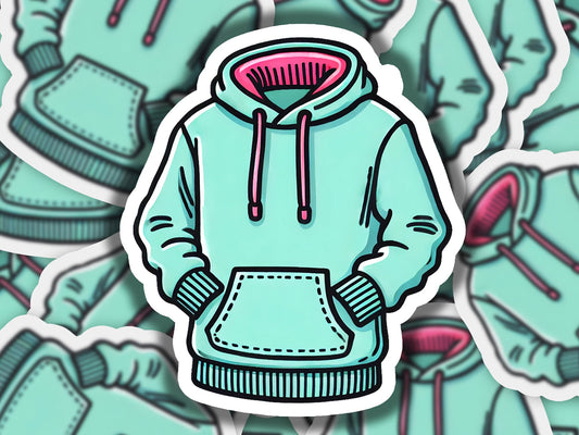 a sticker of a hoodie surrounded by other stickers