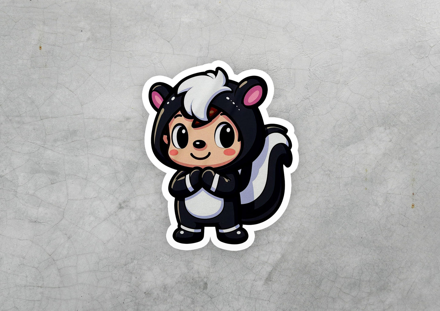 a sticker of a small animal with a hat on