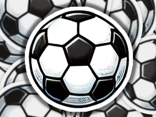 a bunch of black and white soccer balls