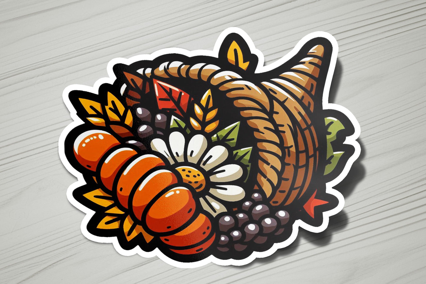 a sticker of a turkey with a bunch of grapes