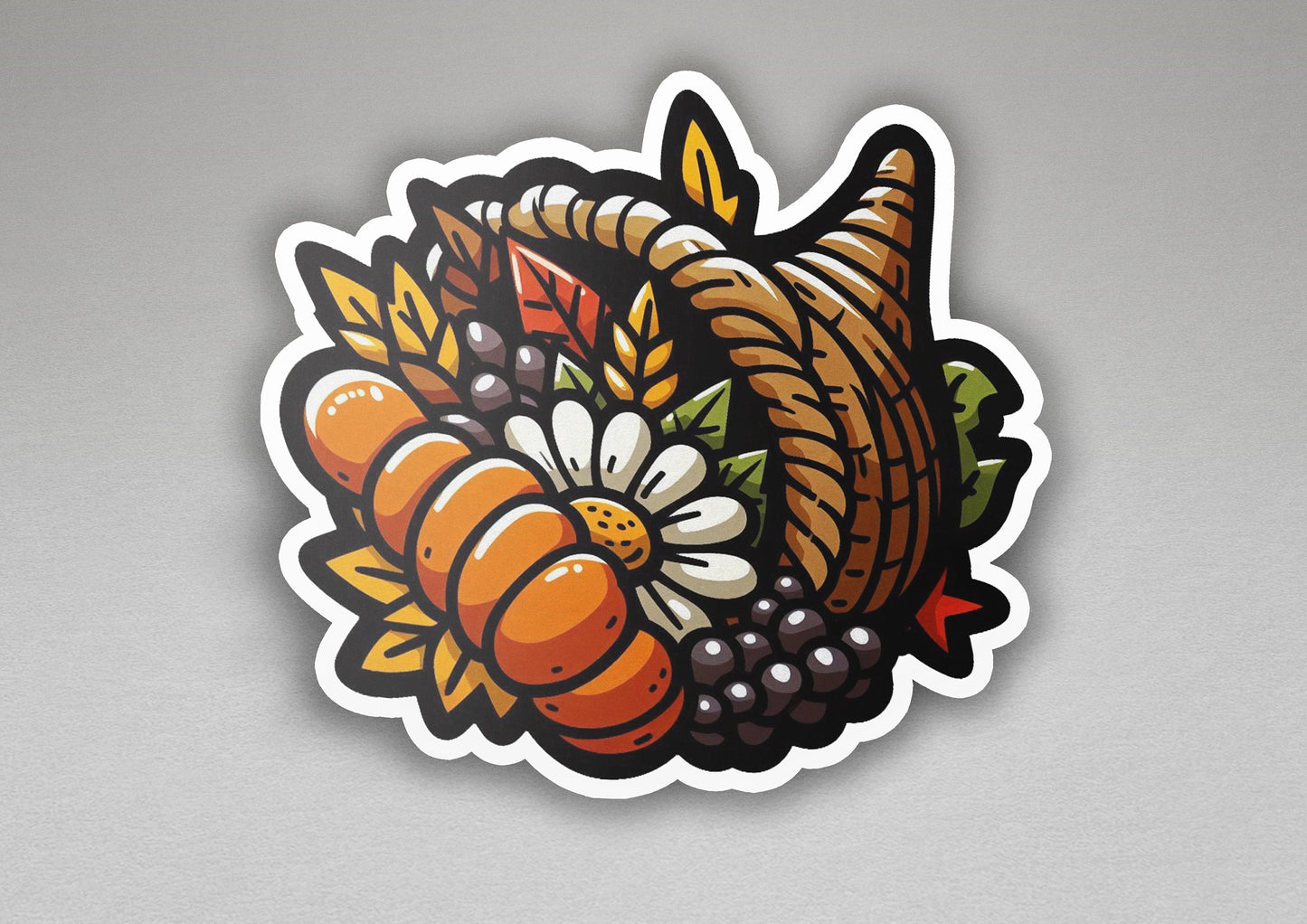 a sticker of a turkey with a bunch of grapes