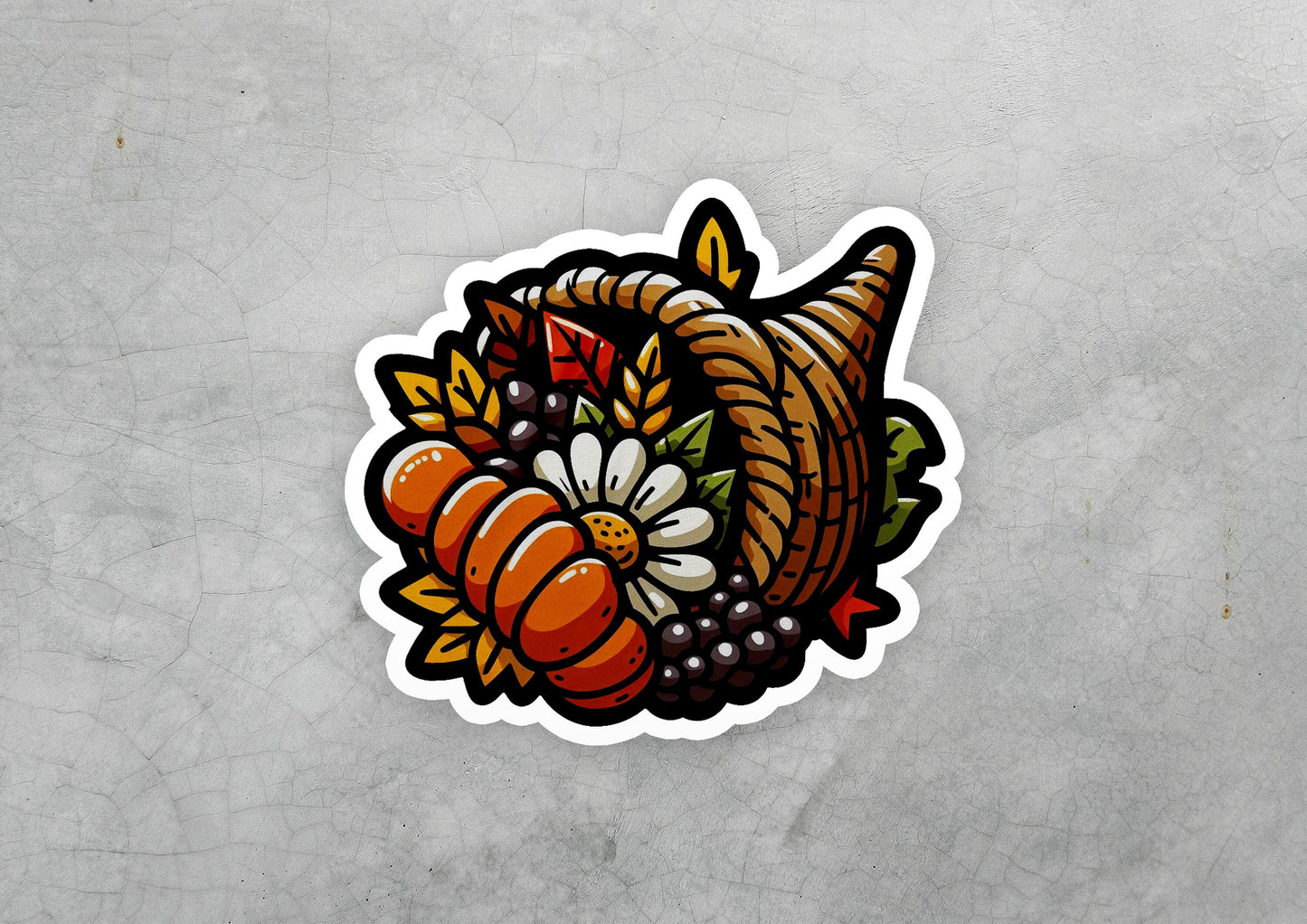 a sticker of a turkey with a flower in it