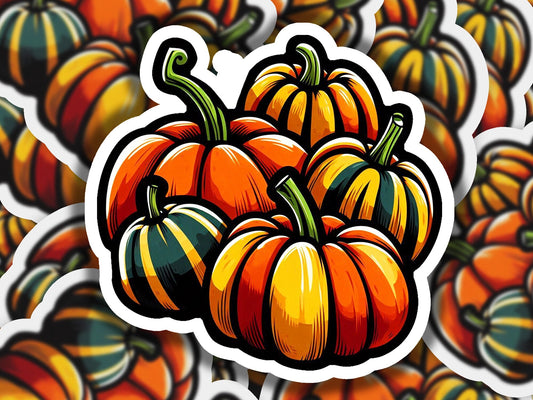 a bunch of pumpkins sitting on top of each other