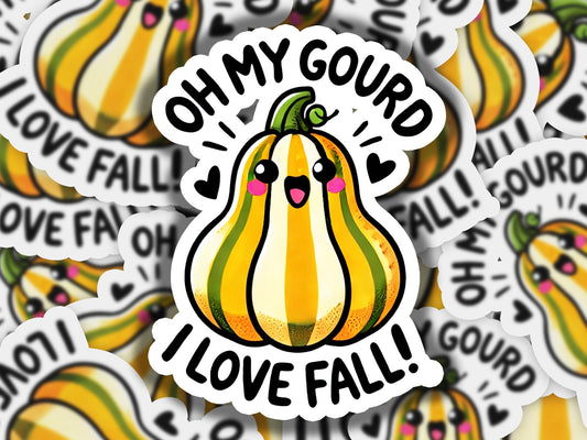 a bunch of stickers that say ohmy gourd love fall