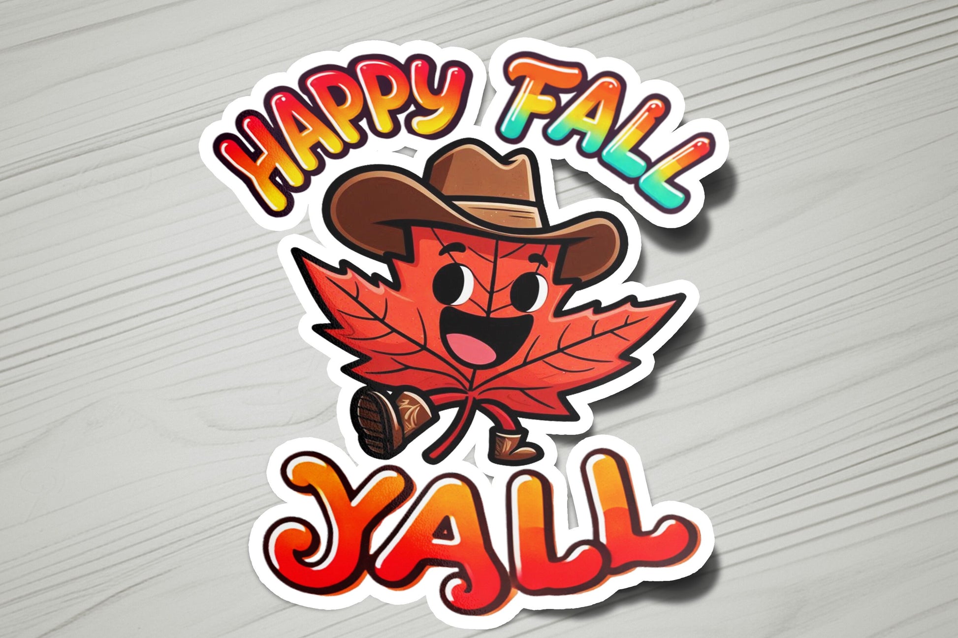 a sticker that says happy fall y&#39;all