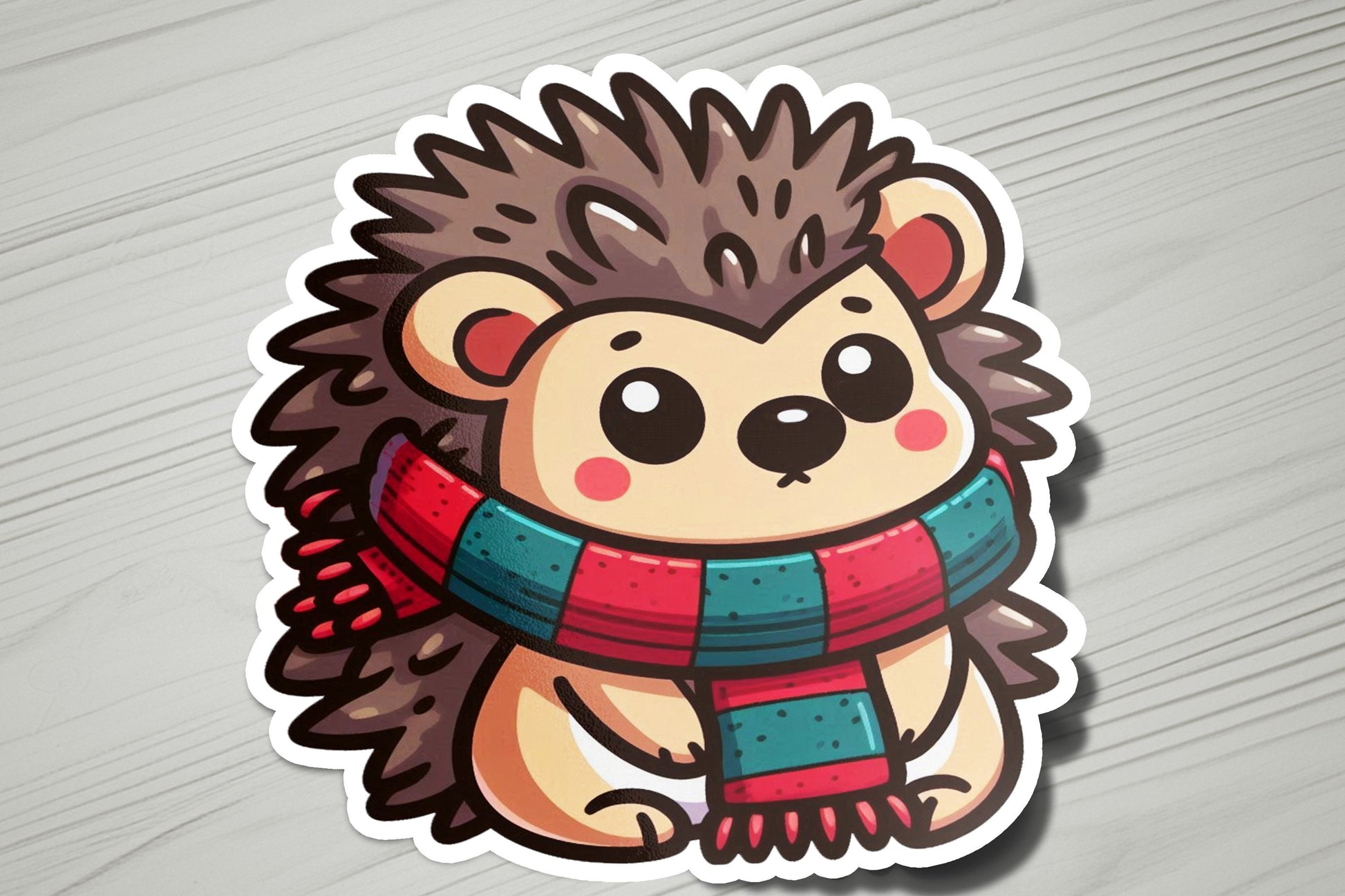 a sticker of a hedge wearing a scarf